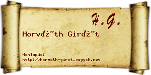 Horváth Girót névjegykártya
